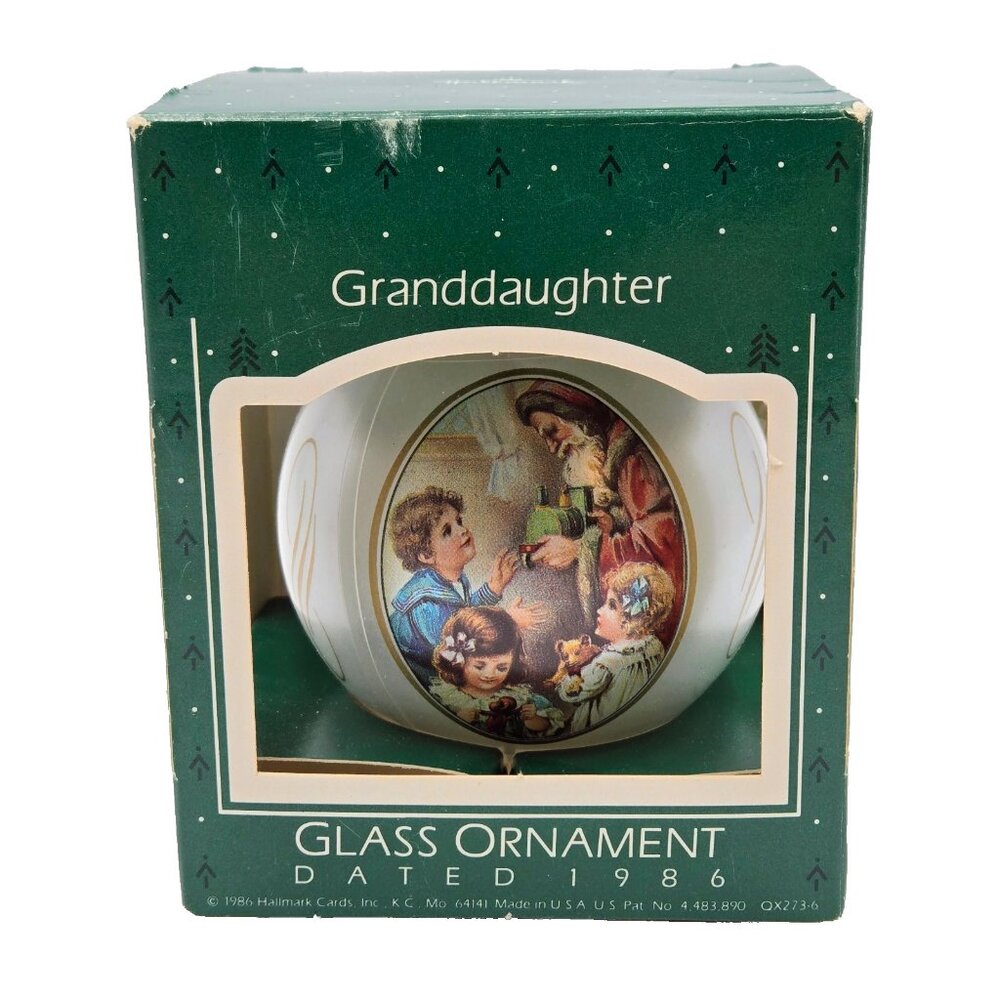 Hallmark 1986 Granddaughter Christmas Ornament Glass Box Read